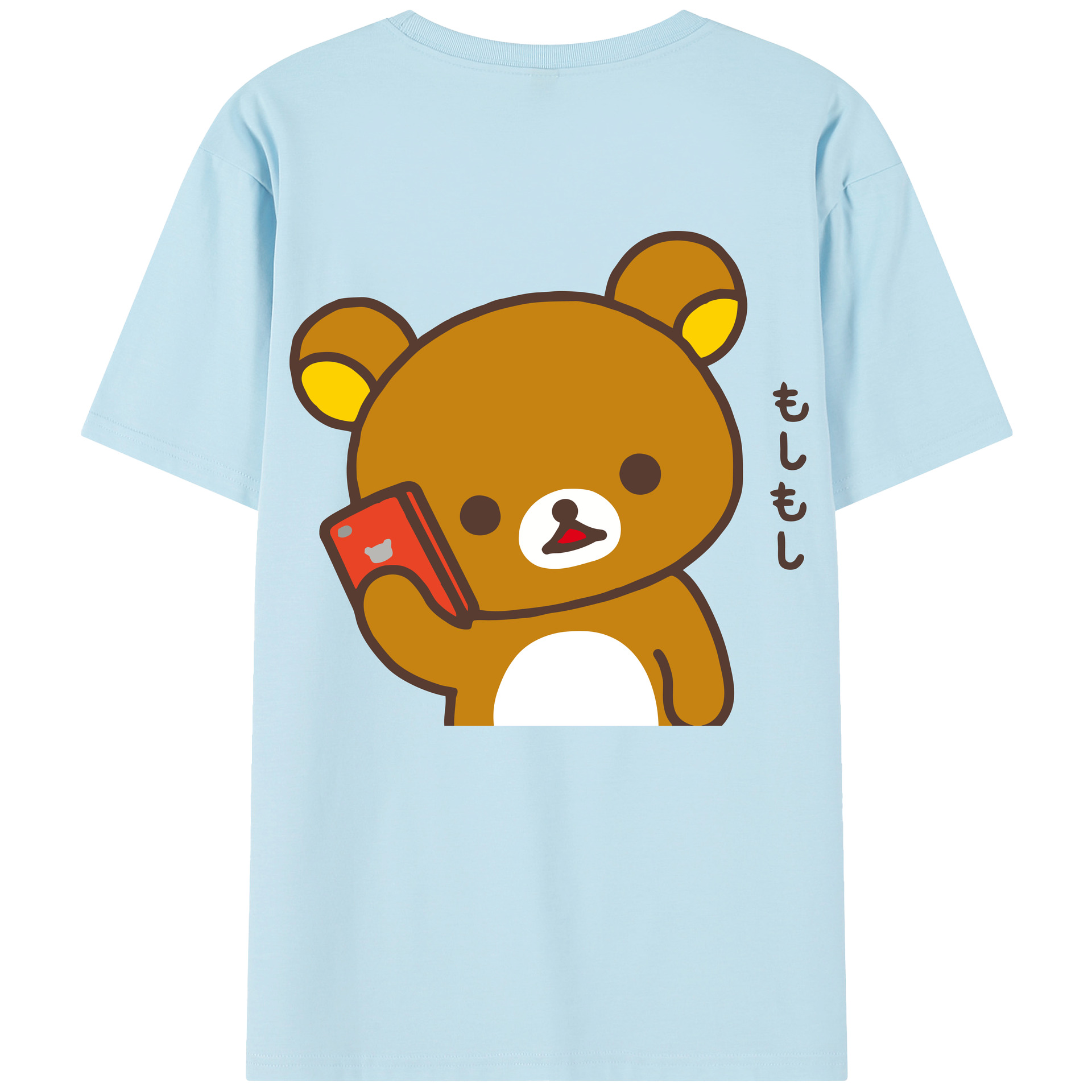 （画像用） リラックマ リラックマ キイロイトリ Rilakkuma Korilakkuma Kiiroitori 綿100％半袖Tシャツ（背面プリント）